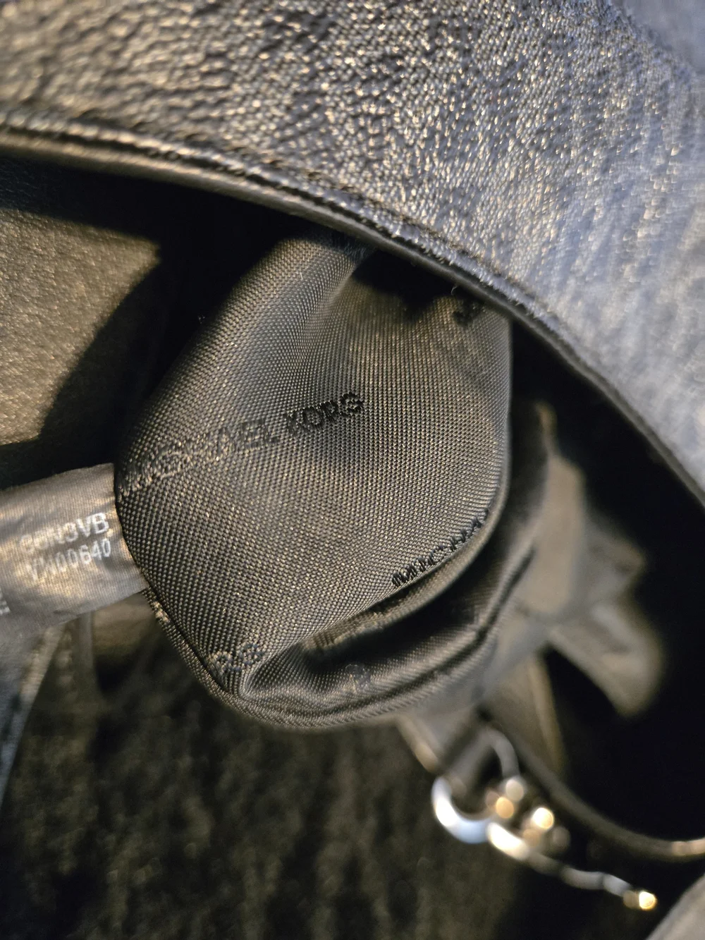 Michael Kors Black MK Logo Chain-Accent Hobo Bag